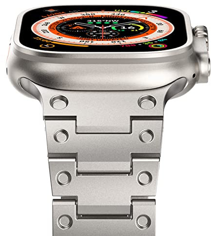 NewWays 49 mm, 45 mm, 44 mm, 42 mm, compatibile con cinturino in metallo Apple Watch, adatto per iWatch Ultra Series 8/7/6/5/4/3/2/1/SE (2022/2020), titanio