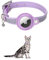 KOCNYDEY Leder reflektierende AirTag Katze Halsband, Anti-Lost Katze Halsband mit Einstellbarer Halterung & Bell integriert Apple Air Tag Katzenhalsband für Katzen kleine Hunde Lila
