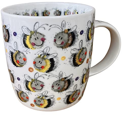 Alex Clark Busy Bees Mug - from an Original Artwork - Cup for Nature Lovers - Gift Ideas - Perfect for Coffee & Tea - Vegan Friendly - Designed in The UK...