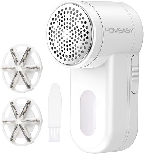 Fabric Shaver, HOMEASY Portable Lint Remover Debobbler Clothes Shaver, Bobble Remover for Clothes Adjustable 2 Speed Lint Shaver with 3 Blades Included (White)