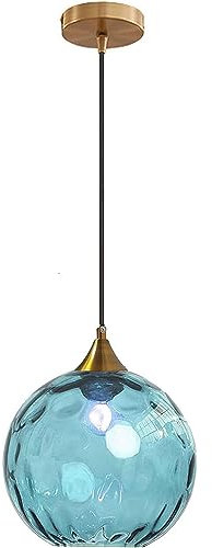 KlkrzJwy Globe Suspension en Verre Moderne Bronze Or Titulaire avec Boule De Verre De Couleur Lampe Suspendue Réglable Décoration Intérieure Suspendue Salon Luminaire pour Cuisine Island