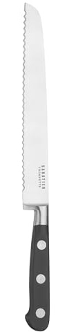 Richardson Sheffield Sabatier Trompette Bread Knife – Full Tang Martensitic Stainless Steel – Deep Serrated Blade – Cuts Crust Without Crushing – 3-Rivet Black Handle – Dishwasher Safe