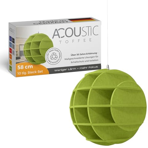 platino24 SATELLITE 3D-Akustik-Objekt Kugel für optimale Raumakustik I Schallabsorber für Decke in innovativem Design I Durchmesser: 58 cm I Recyclebares & anhaltendes Absorber-Element