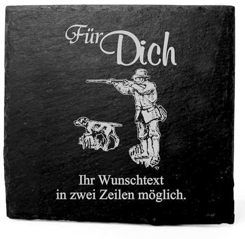 Deko Schiefer Untersetzer personalisiert Jäger - Für Dich - 11x11cm Schwarz Bierdeckel Tischdeko Bieruntersetzer Weinuntersetzer