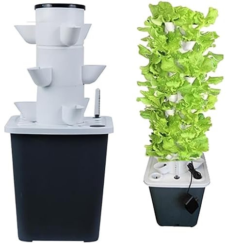 QAZWSXED Garten-Hydrokultur-Anbausystem, Hydroponik-Turm, Aeroponik, 15/20/25/30 Pods Grow-Set, Aquaponik-Pflanzsystem mit Hydratationspumpe, Adapter, Netztöpfen, Timer für Kräuter, Obst und Gemüse