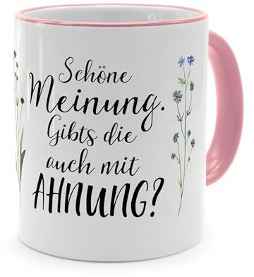 printplanet® - Tasse mit Spruch „Meinung“ - Sprüchetasse, Kaffeebecher, Kaffeetasse mit Spruch - Farbe Pink
