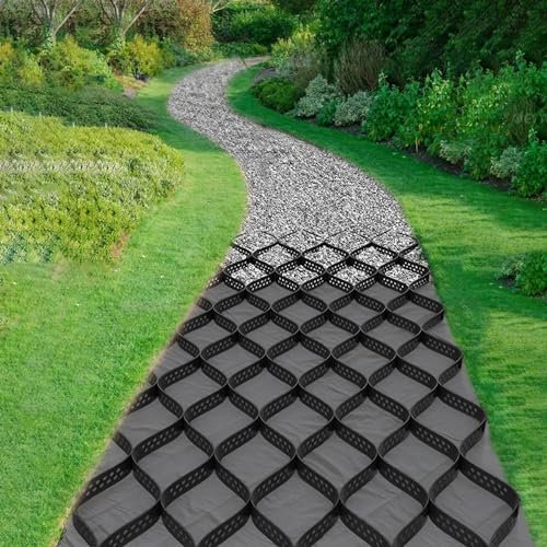RTOWERM Rasengitter Geogitter 2-Zoll-Geocell-Bodengitter, HDPE-Geo-Gitter, Kiesgitter, Geogitter-Auffahrt, durchlässiges Pflastersystem, Bodenstabilisierungsgitter, durchlässige Geocell-Pflaster for d