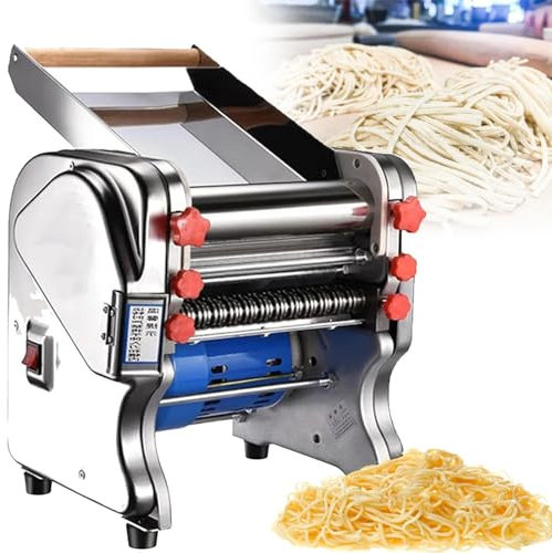 DPLWJPP Máquina De Pasta Eléctrica 550w,Laminadora De Masa Comercial,Máquina para Hacer Pasta Fresca En Casa Acero Inoxidable,para Fideos/Espaguetis/Lasaña,FKM200