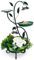 GOPLUS Bain d'oiseaux Solaire d'Extérieur de 83cm, Mangeoire à Oiseaux Vintage avec Jardinière, 2 Lumières LED à Energie Solaire, Bain d'oiseaux Décoratif pour Cour, Jardin