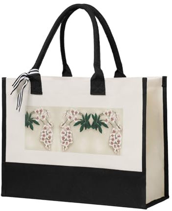 DUORHEV Bell Orchid Print Canvas Gift Shopping Bag Reusable Canvas Gift Shopping Bag