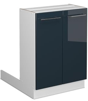 Vicco Kücheninsel Fame-Line, Dunkelblau Hochglanz/Weiß, 60 cm ohne Arbeitsplatte
