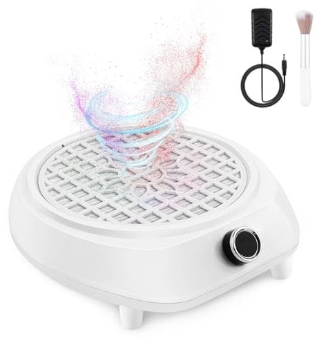 CORESLUX Nail Dust Collector, Upgrade Low Noise Nail Dust Machine, 130W Powerful Suction, Professional Dust Extractor with Reusable Filter, Dust Collector Nail Salon for Nail Studio & Home.