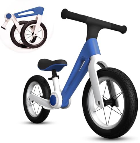 Little Bean Faltbares Kinder-Laufrad Aufsitzspielzeug für Jungen und Mädchen im Alter von 2 bis 5 Jahren, Laufrad für Kleinkinder, verstellbare Sitzhöhe, Geschenk für Kinder, Sport im Freien (Bleu)