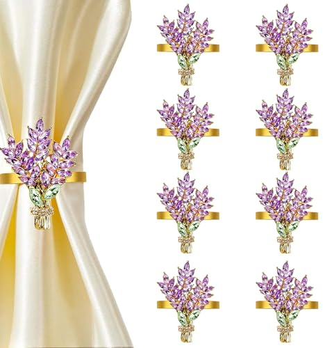 Biiange Serviettenringe aus Metall, 6 Stück, Serviettenringhalter, Lavendel-Serviettenschnalle für Hochzeiten, Geburtstage, Einweihungspartys oder den täglichen Gebrauch (8)