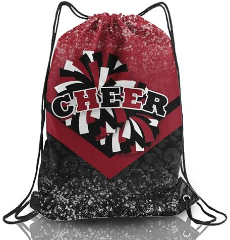 SKYIGC Cheer Rucksack mit Kordelzug, Cheerleader, Turnbeutel, Cheerleader-Zubehör, Cheerleader-Geschenke, für Cheerleader, 1 Stück, Weinrot und schwarz