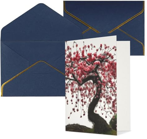 NONHAI Thinking of You Karten mit Umschlägen Grußkarten Japanischer Kirschbaum Blanko-Karten für alle Anlässe Geburtstag Hochzeit Dankeschön Ermutigung Notizkarten