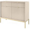 Selsey Vellore Sideboard Kommode 2-türig mit 2 Schubladen, Beige mit geriffelten Fronten und goldenen Metallbeinen, 104 cm