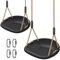 BeneLabel 2er Schaukel Kinder,Indoor Outdoor Babyschaukel Hartgummi Schaukelsitz Spielplatz Gartenschaukel Breit Schaukelbrett mit Verstellbar 150-200cm Seil für Teen/Erwachsene,Schwarz Gewölbte/272kg