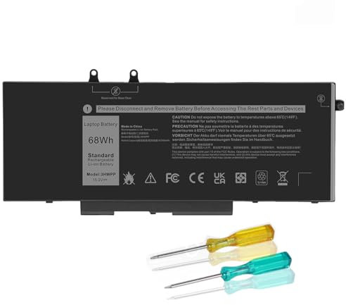 HJTPOWER 3HWPP Batterie de rechange pour ordinateur portable Dell Latitude 14 5401 5411 15 5501 5511 Precision 3541 3551 Series 3HWPP 03HWPP 10X1J N2NLL 1VY7F 01VY7F 3YNXM 451-BCMN 15,2 V 68 Wh