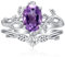 Ovaler Amethyst-Verlobungsring-Set für Frauen – 925 Sterling Silber, Amethyst-Ring mit Ranken- und Blattdesign, einzigartiges Brautgeschenk, Größe 6