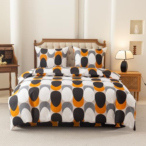 FEBE Bettwäsche Ovale Bettbezug-Set 140x200cm + Kissenbezug 70x80cm 2 Teilig mit Reißveschluss