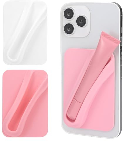 JCUQGDOO Lipgloss-Schutzhülle für Handy Lipgloss, 2 Stück Halter für Handyhüllen, Weißer seidiger Silikonhalter zum einfachen Aufkleben, Universell kompatibel mit iPhone 15/14/13
