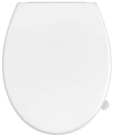 SREWOHS PRO Tapa WC Forma O, UF Asiento de Inodoro de Cierre Suave, No amarillea, Liberación Rápida para una Fácil Limpieza, Tapa de Vater con Cierre Suave, Tapa de WC Duroplast, Blanco