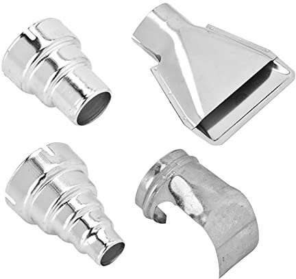 OEBUAFI 4Pcs Heat Gun Nozzles Kit, 4 Different Shapes Stainless Steel Nozzles Shrink Wrap Hot Air Gun Accessories for Hot Air Gun Art Shrink Wrap Tools