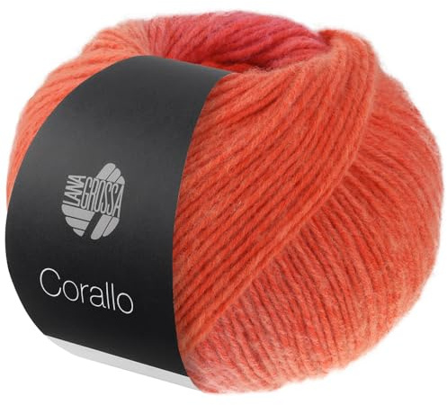 LANA GROSSA Corallo | Edle Baumwoll-Netzgarnstruktur mit Merinofasern und dezentem Farbverlauf | Handstrickgarn aus 70% Baumwolle & 30% Schurwolle | 100g Wolle, Stricken & Häkeln | 105m Garn FB 2