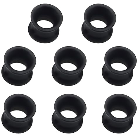 KLINNA 4 Paar Silikon Ohr Tunnel Set Schwarz, 8mm Extra Weich Double Flared Flesh Plug Piercing, Piercing Ohr Expander Set,Dehner Expander Flexibler Schmuck für Damen Herren