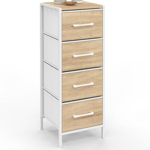 IDMarket - Beistellmöbel mit 4 Schubladen Utah 30 cm Chiffonier, Aufbewahrungsmöbel Industriedesign Holz und Weiß