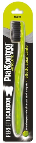 Plakkontrol® Perfetto Carbon, Zahnbürste mit schwarzen Borsten in doppelter Länge, mit Mikropartikeln aus pflanzlichen Aktivkohle, mittelgroß, 1 Stück, 21 g