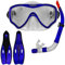 TW24 Tauchset Dunlop mit Farb- und Größenauswahl - Schnorchel Set - Tauchermaske - Schnorchel - Schwimmflossen (Blau, 38-39)