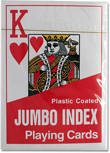 Z-Tec Mobility Jumbo Index Playing Cards with Large Numbers for the Weak or Partially Sighted (Red)