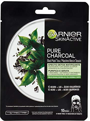 Garnier Moisturising Cream with Charcoal and Acid Hyaluronic Acid Fabric Black Pure Charcoal for Normal Skin or Mixed