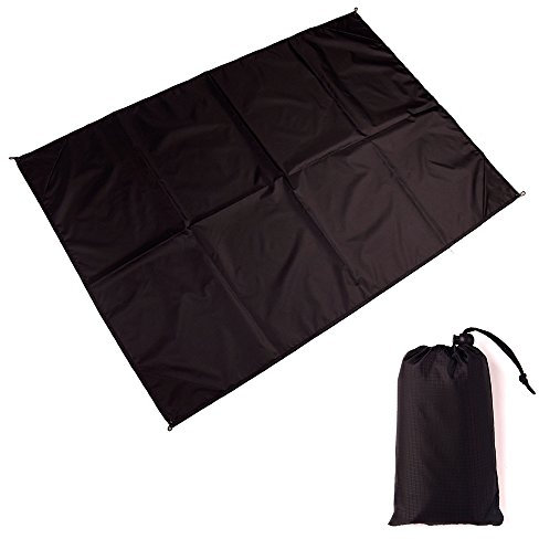 PLECUPE 100 x 140cm Folding Picnic Mat Waterproof Backing, Portable Washable Fast Drying Outdoor Beach Mat Picnic Rug for Beach, Garden, Camping, Travelling, Park, Black