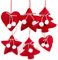 Logbuch-Verlag 6 rote Weihnachtsanhänger Filz Baumschmuck Herz Stern Baum Weihnachtsbaumschmuck bruchsicher weiß 12 cm