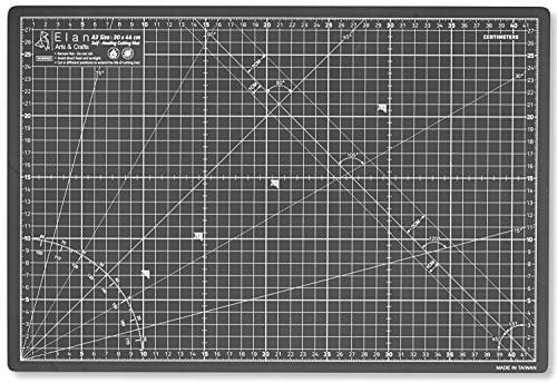 Elan Schneidematte A3 Schwarz, 5-lagige Schneidematte 30x44 Selbstheilend, Bastelunterlage Schnittfest A3, Cutting Mat 30x44, Schittmatte