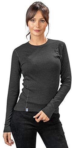 ALPIN LOACKER 100 Merino Langarmshirt Damen 230g/m2 I Feinste Merinowolle Unterwäsche I Langarm Wandershirt für Outdoor und Sport, Grau L