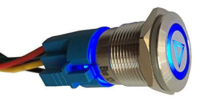 Mintice 12V Coche Vehículo Azul LED Luz Emergencia Peligro Advertencia Botón de interruptor de Palanca Basculante Impermeable 19mm Conmutador Acero Inoxidable Enchufe