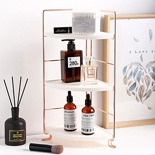 kaileyouxiangongsi Badezimmer-Arbeitsplatten-Organizer mit 3 Etagen, Kosmetik- und Make-up-Aufbewahrung, Küche, Gewürzregal, stehendes Regal, Eckregal, Roségold