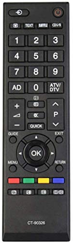 ALLIMITY CT-90326 CT 90326 Télécommande Remplacer pour Toshiba REGZA LCD TV 32AV704R 32AV733 32EL833 32EL833B 32L2434DG 32L2453RB 32W2434DG 37RV633D 40LV665D 42AV635D 50L2333D 37AV607P