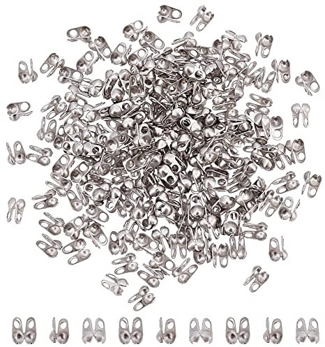 UNICRAFTALE 200 pz 304 Punte di Perline in Acciaio Inossidabile Superficie Liscia Calotte estremità A Conchiglia Copertura del Nodo Piega su Tappi A Crimpare estremità di Perline 4x2mm, Hole 1 mm