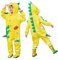 JinBei Bambino Impermeabile Dinosauro 3D Giallo Bambini Antipioggia Giacca Tuta con Cappuccio Traspirante Leggero con Striscia Riflettente Poncho Pantaloni per Ragazzo Bottoni Cerniera Bimbo 2-4 Anni