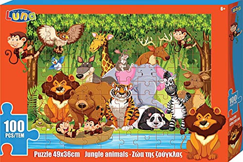 Luna ausmalseite und Puzzle Dschungel 49 cm Karton 100 Teile