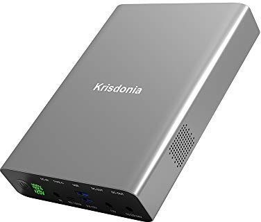 Caricabatterie portatile per laptop Krisdonia 64000mAh 100W PD Power Bank - 1x USB-C (ingresso 60W uscita 100W)- 2X DC (fino a 24V)- 2X QC3.0 USB-A (18W) per laptop USB-C, smartphone, CPAP e Di più