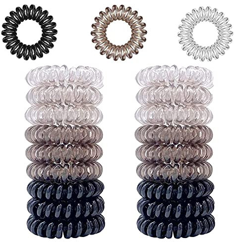 VEGCOO 18 Stücke Dreifarbiges Telefonkabel Haargummis Set, Spirale Telefonkabel Anti Spliss Zopfgummi Haarband, Spiral Haargummi für Damen und Mädchen