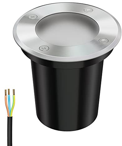 ledscom.de Bodeneinbauleuchte BOLI für außen, IP67, edelstahl, gefrostet, rund, 108mm Ø inkl. LED Lampe 500lm warmweiß