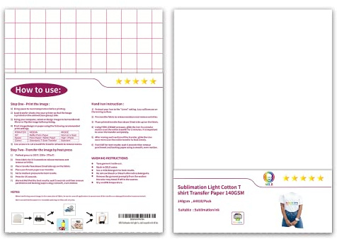 MR.R Sublimationstinte, helle Farbe, Baumwolle, T-Shirt, Wärmeübertragungsdruckpapier, Sublijet-Vinyl, 140 g/m², für alle weißen, hellen Baumwollmaterialien, kompatibel mit allen Tinten