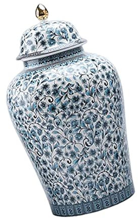 perfk Vase en Porcelaine Blanc de Style Chinois Pot de Gingembre Pot, pièce d' Maison émaillée Main de Style Oriental, M 16.5x29.5cm